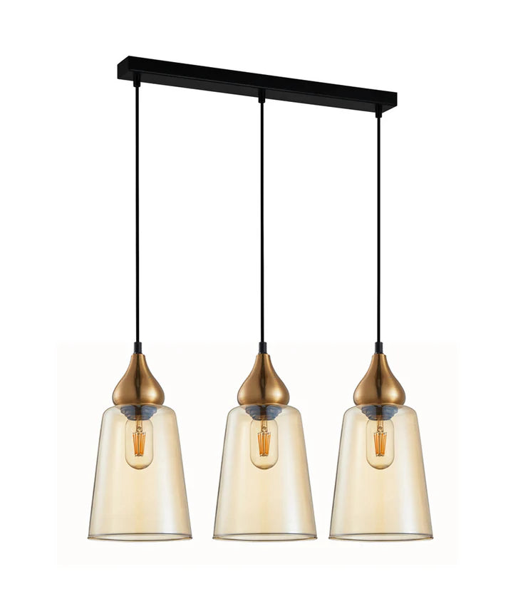 JEREZ: Bronze Amber/ Smokey Black Ellipse Glass Flat Top Bar Base Pendant Lights