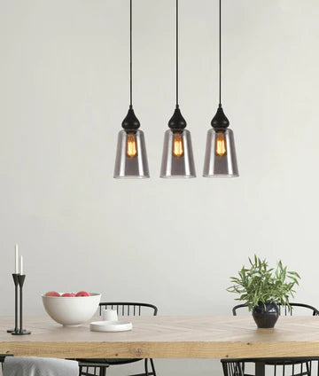 JEREZ: Bronze Amber/ Smokey Black Ellipse Glass Flat Top Bar Base Pendant Lights