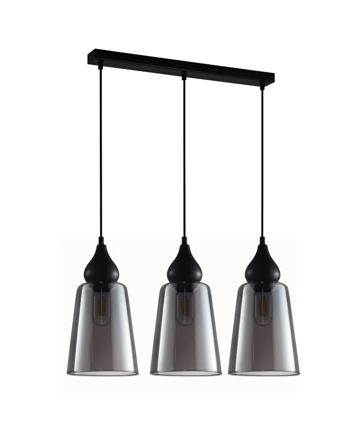 JEREZ: Bronze Amber/ Smokey Black Ellipse Glass Flat Top Bar Base Pendant Lights