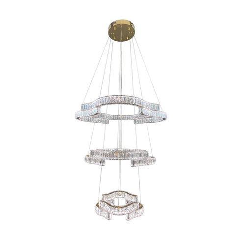 JENGA 3 Tier Crystal Chandelier Tri-Colour LED (Gold)