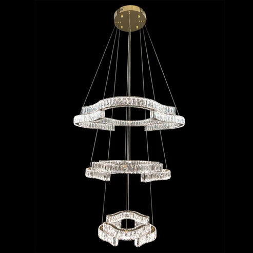 JENGA 3 Tier Crystal Chandelier Tri-Colour LED (Gold)