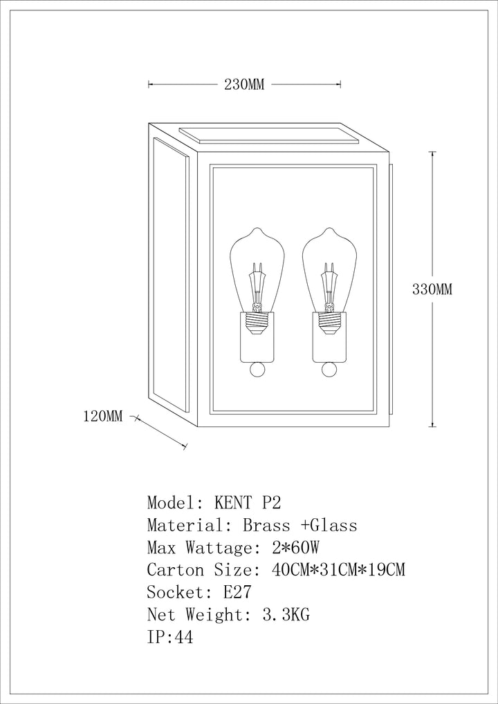 KENT 2LT Exterior Wall light WALL LIGHT