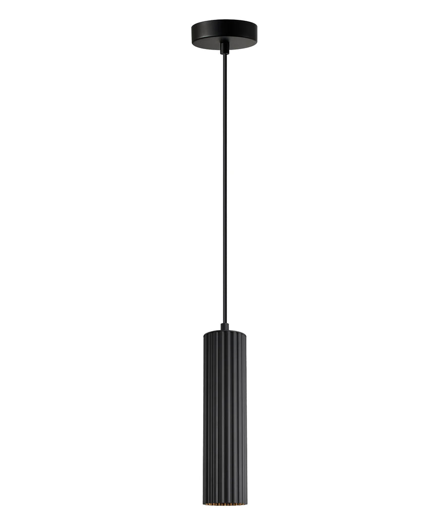 KOLONNE: Interior GU10 Ribbed Cylinder Pendant Lights Black Pendant