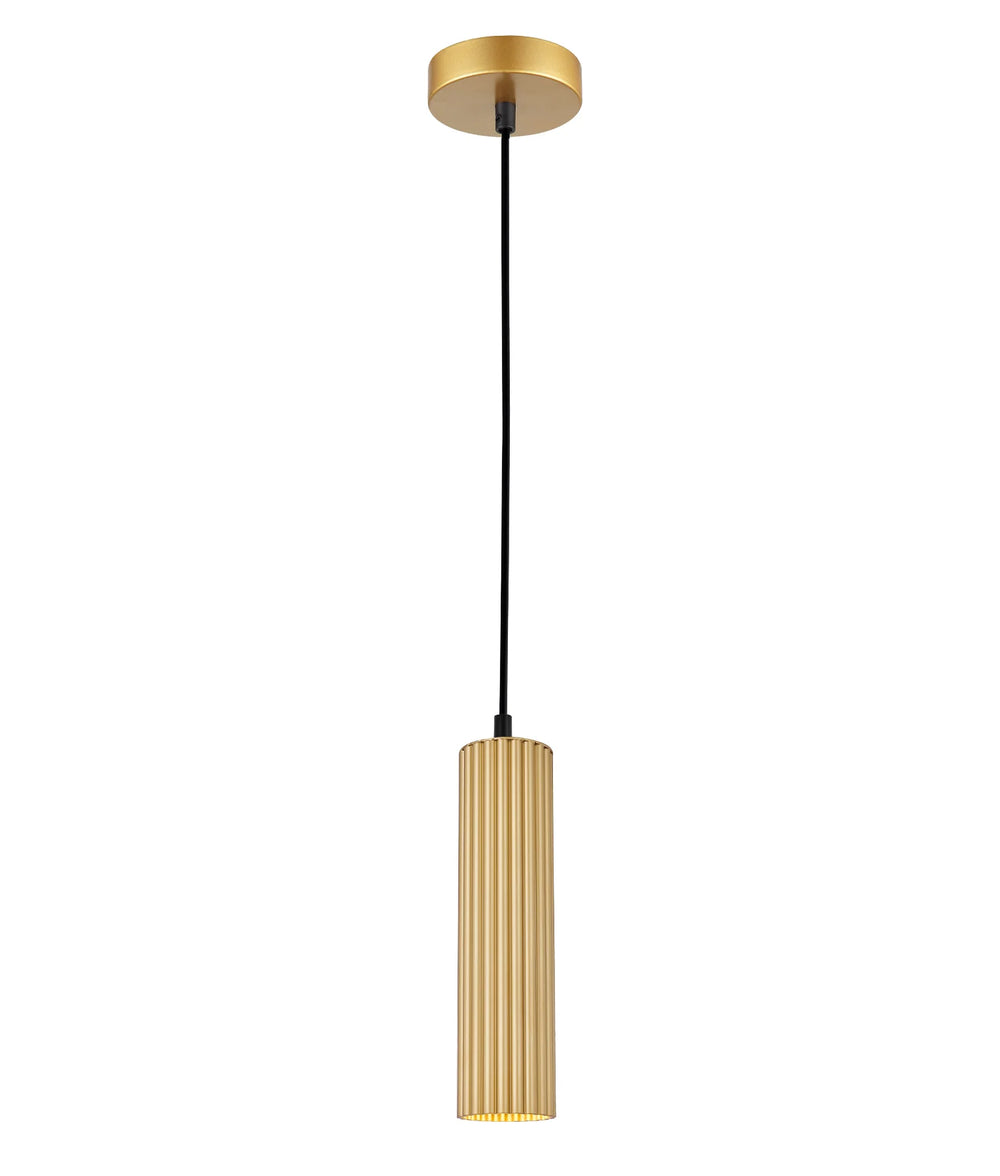 KOLONNE: Interior GU10 Ribbed Cylinder Pendant Lights Gold Pendant