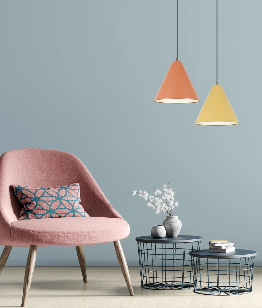 KONUS: Interior Iron Shade with Frosted Diffuser Pendant Lights Pendant