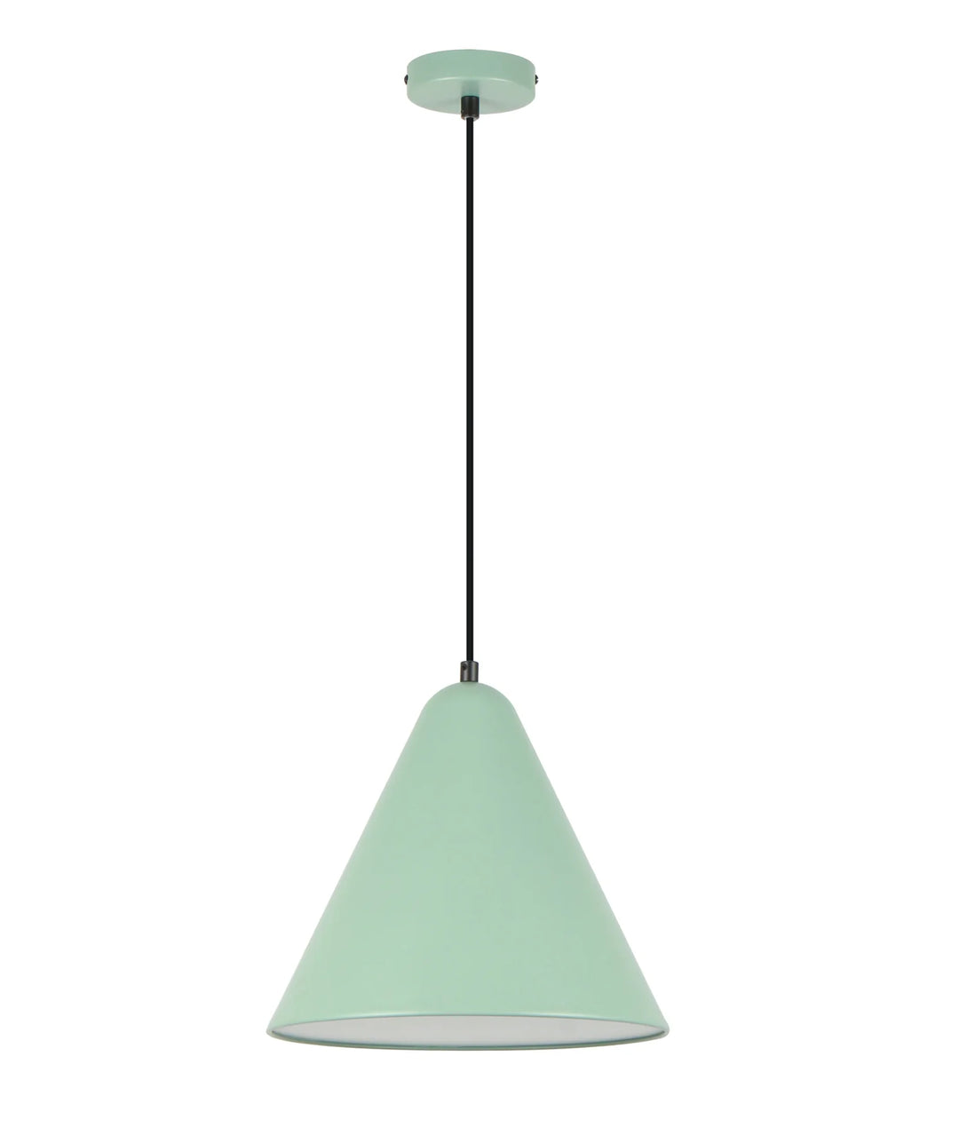 KONUS: Interior Iron Shade with Frosted Diffuser Pendant Lights Matte Green Pendant