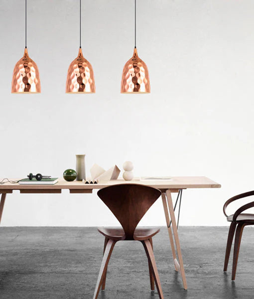 KOPER: Bohemian Copper Plated Wine Glass/Ellipse/ Dome Shape Pendant Light