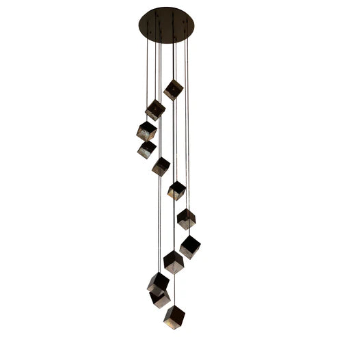 KUBO 12 Light Pendant Light in Black and Gold Black Pendant