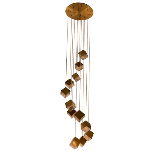 KUBO 12 Light Pendant Light in Black and Gold Gold Pendant