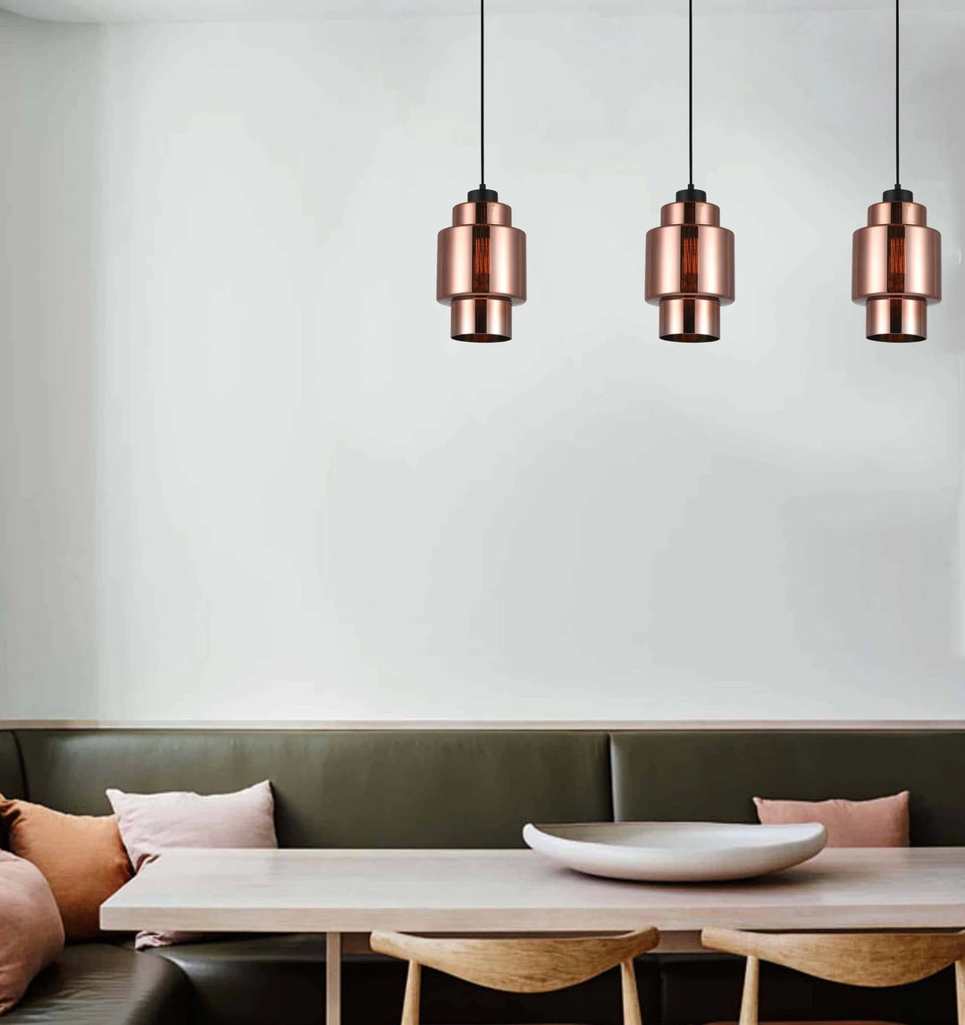 LAMINA: Retro Copper Coloured Glass Double Cylinder Pendant Light