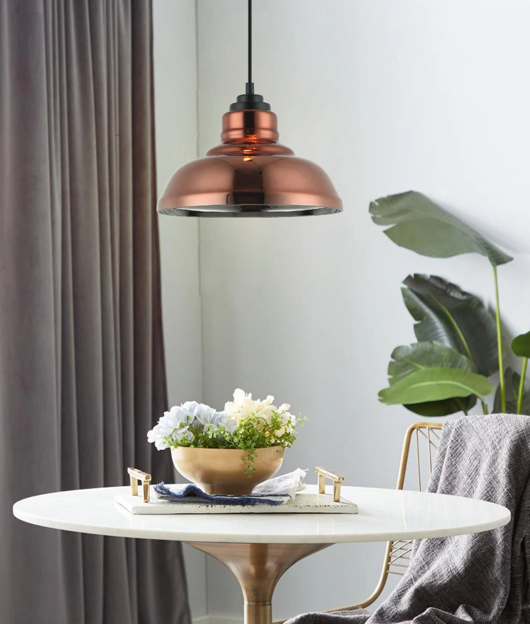 LAMINA: Retro Copper Coloured Dome Glass Pendant Light