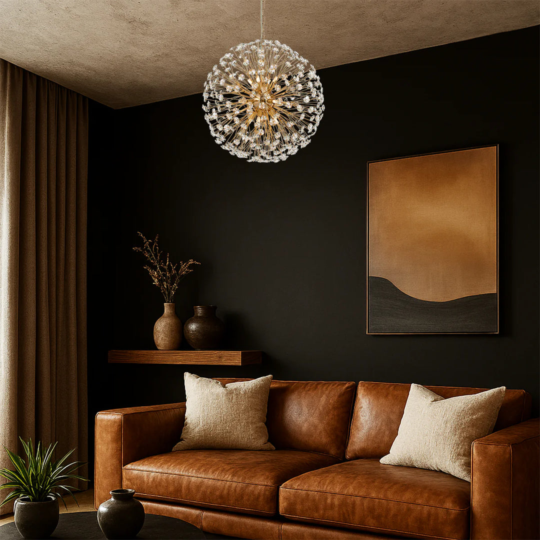 Telbix LERIDA 12 LIGHT ROUND PENDANT GOLD