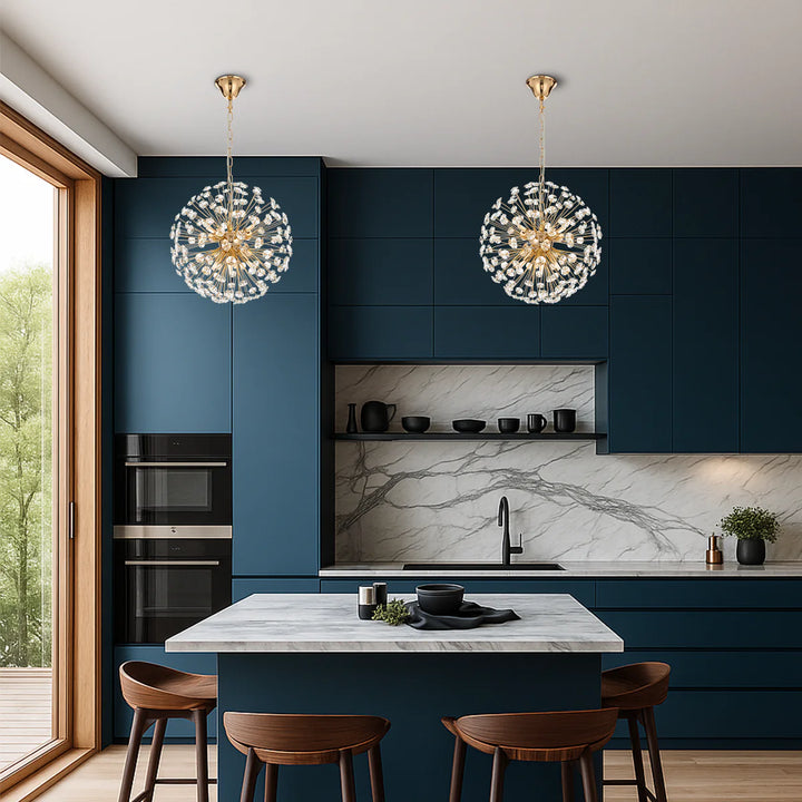 Telbix LERIDA 8 LIGHT ROUND PENDANT GOLD