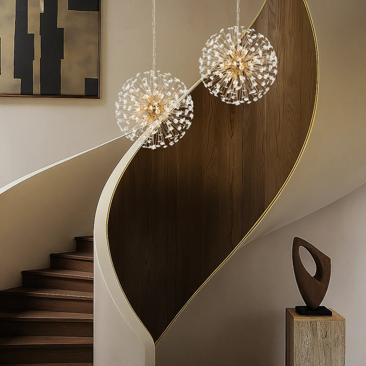 Telbix LERIDA 9 LIGHT ROUND PENDANT GOLD