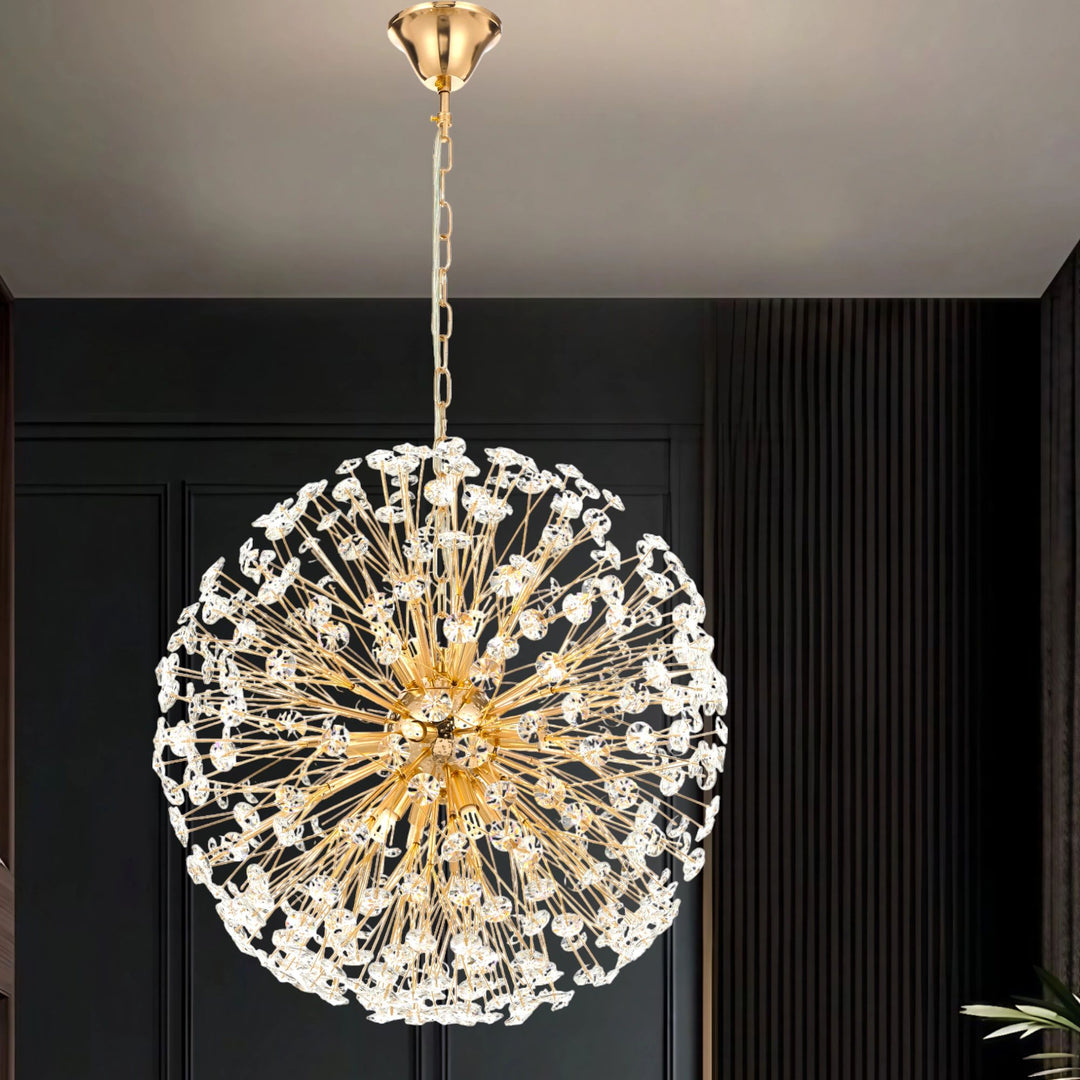 Telbix LERIDA 12 LIGHT ROUND PENDANT GOLD