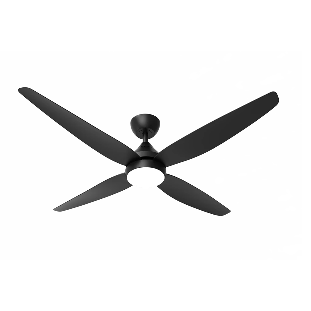LEURA 56 + SDCF11/56/4/L DC FAN with Wall control and remote, WITH LIGHT Black Ceiling Fan