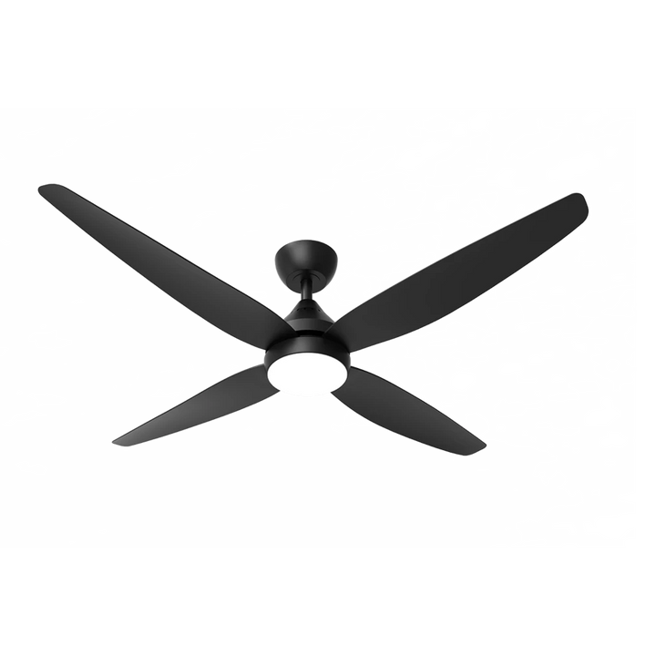 LEURA 56 + SDCF11/56/4/L DC FAN with Wall control and remote, WITH LIGHT Black Ceiling Fan