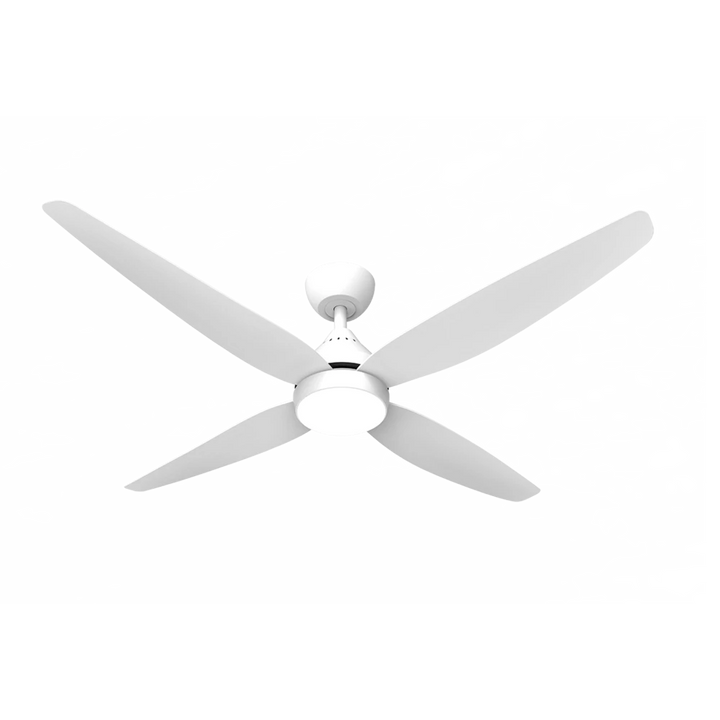 LEURA 56 + SDCF11/56/4/L DC FAN with Wall control and remote, WITH LIGHT White Ceiling Fan