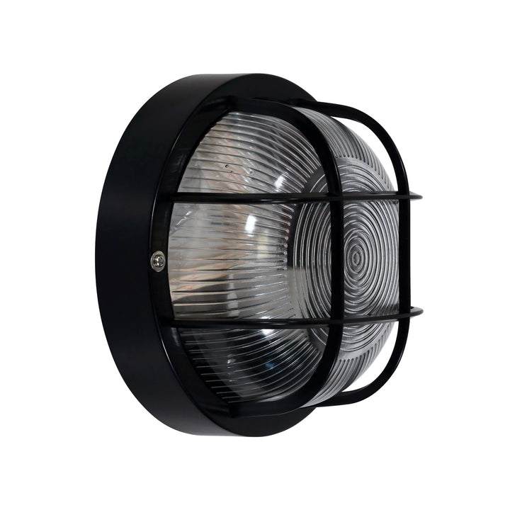 RUND BLACK E27 IP54 Outdoor Bunker Acrylic and Glass BUNKER