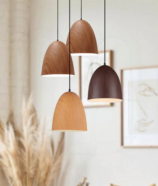 LIGNA: Retro Replica Wood Oblong Pendant Lights