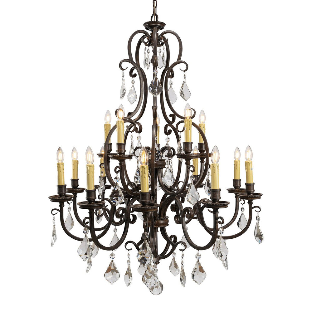 Louis 15th 15 Light Crystal Glass Chandelier Gold Candle Cover Pendant