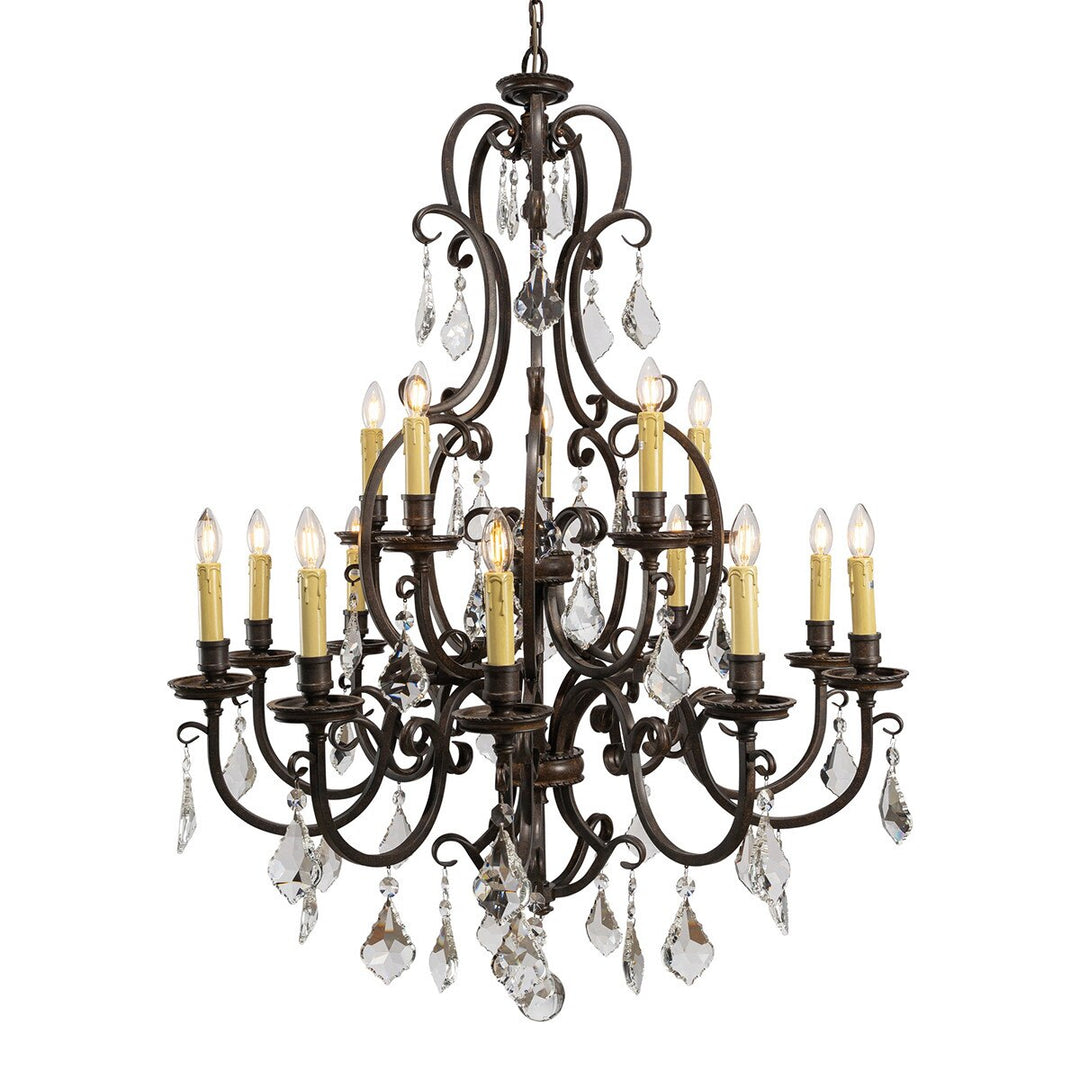 Louis 15th 15 Light Crystal Glass Chandelier Gold Candle Cover Pendant