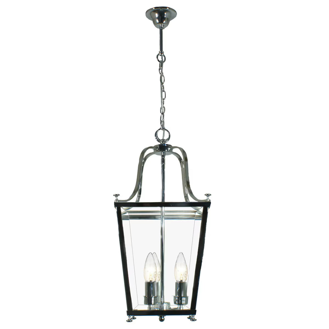 Montana Small 3 Light Lantern Pendant Chrome Chandelier