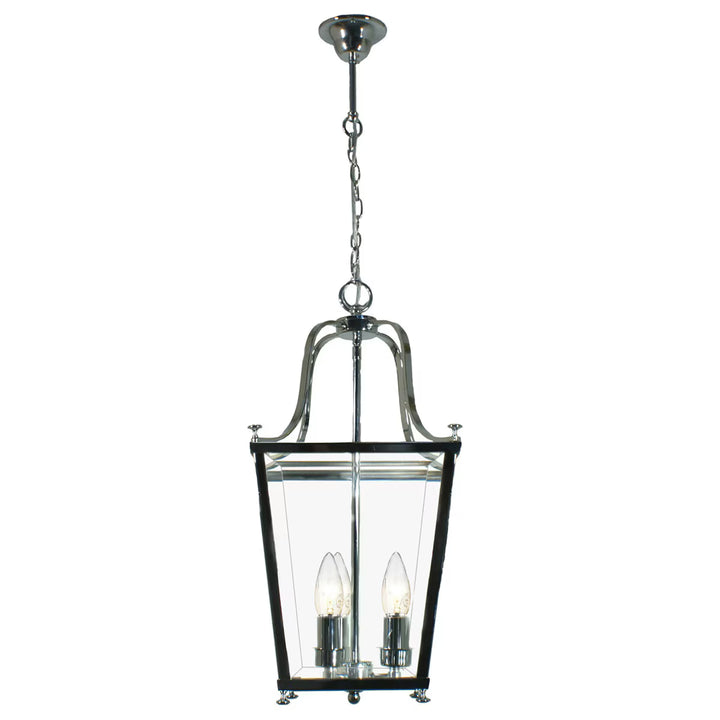 Montana Small 3 Light Lantern Pendant Chrome Chandelier