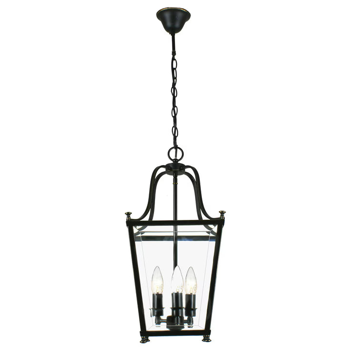 Montana Small 3 Light Lantern Pendant Black Chandelier