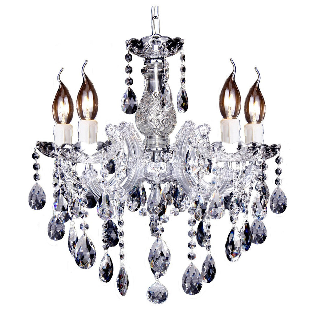 Zurich 5 Light Crystal Glass Chandelier Clear Chrome Chrome Chandelier