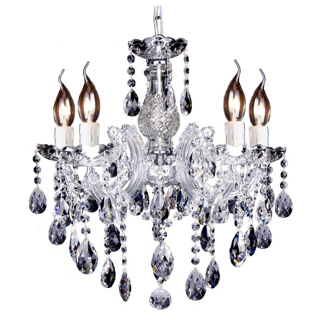 Zurich 5 Light Crystal Glass Chandelier Clear Chrome Chrome Chandelier