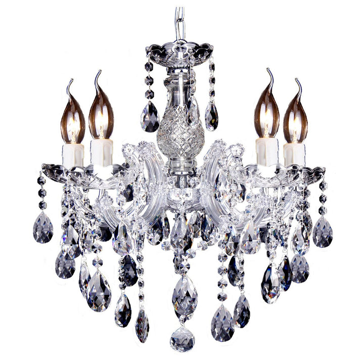 Zurich 5 Light Crystal Glass Chandelier Clear Chrome Chrome Chandelier