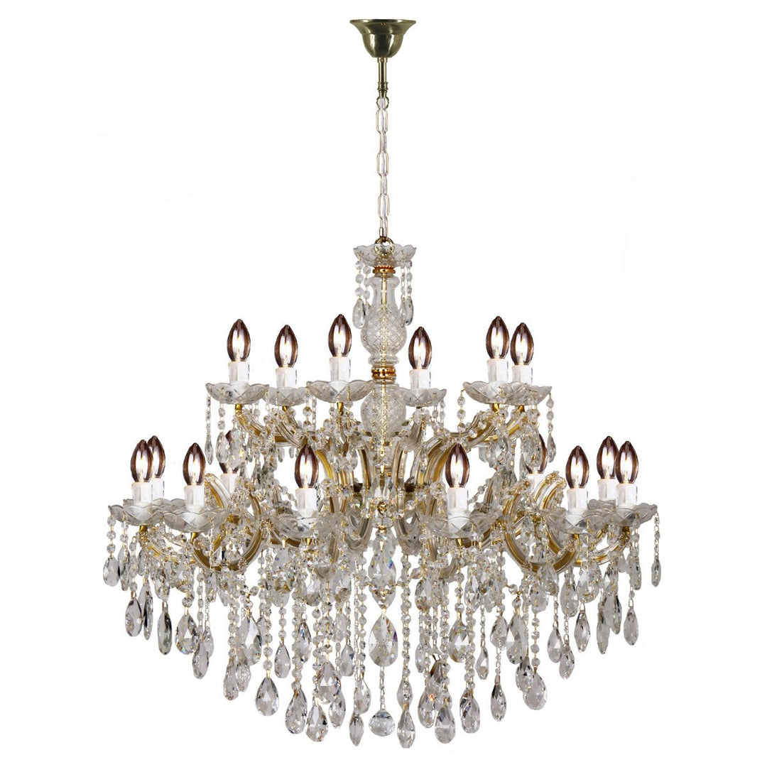 Zurich 18 Light Crystal Glass Chandelier Gold Chandelier