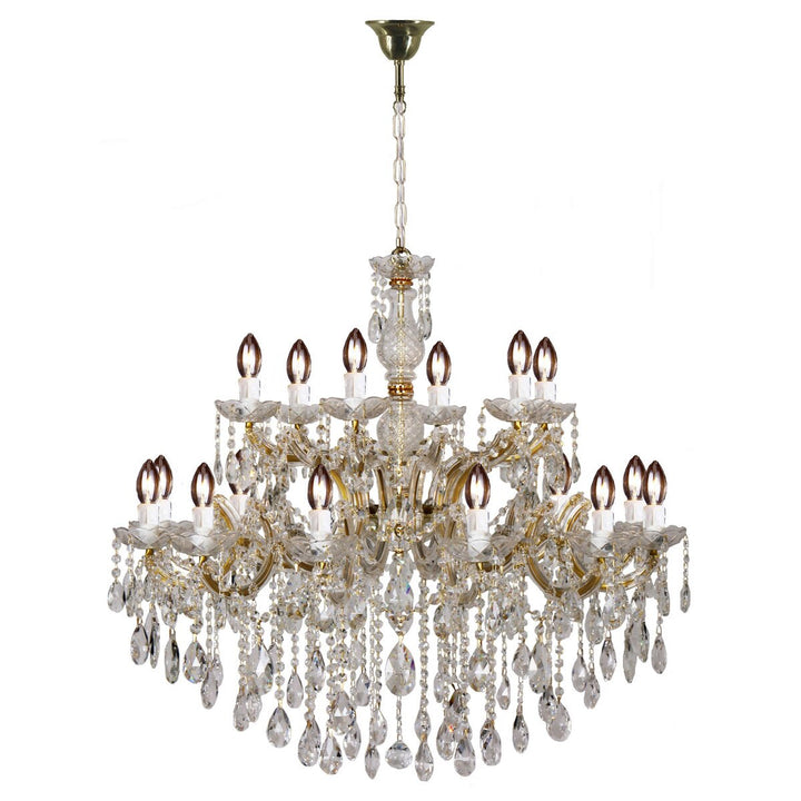 Zurich 18 Light Crystal Glass Chandelier Gold Chandelier
