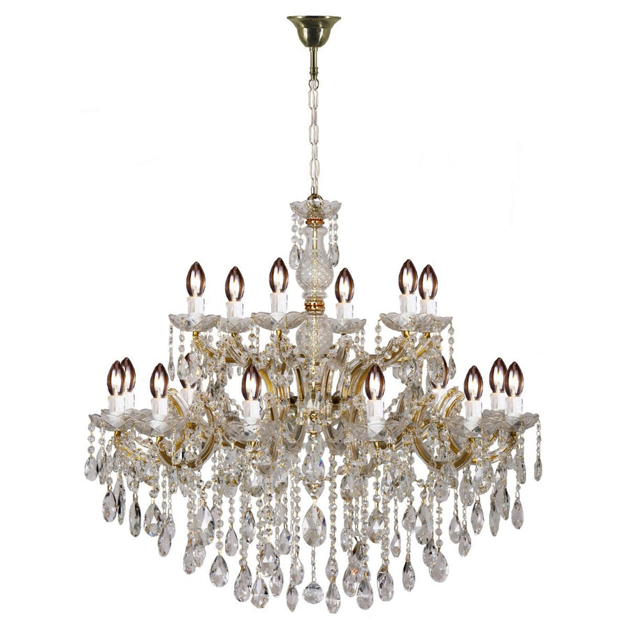 Zurich 18 Light Crystal Glass Chandelier Gold Chandelier