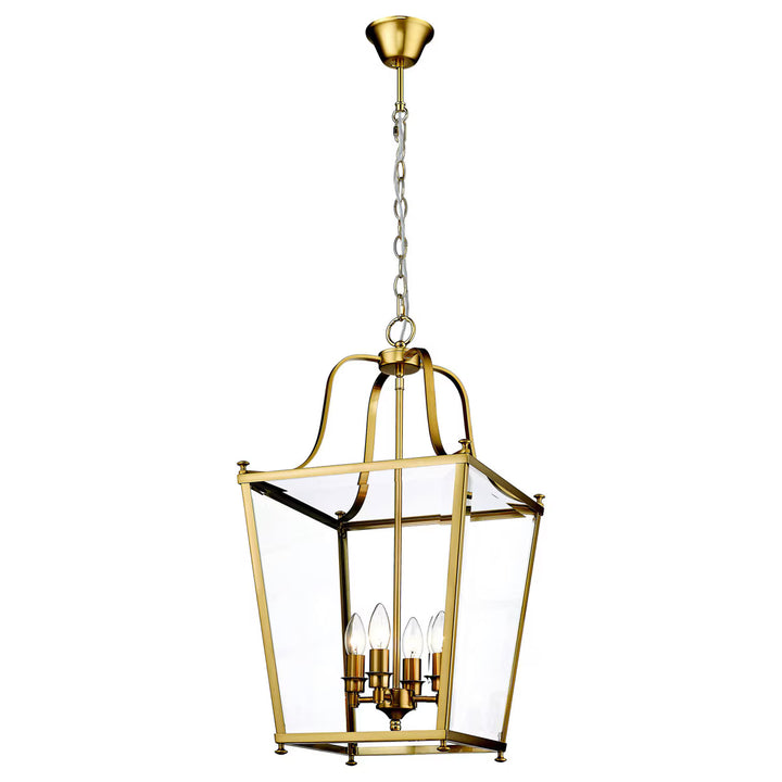 Montana Medium 4 Light Lantern Pendant Satin Brass Chandelier