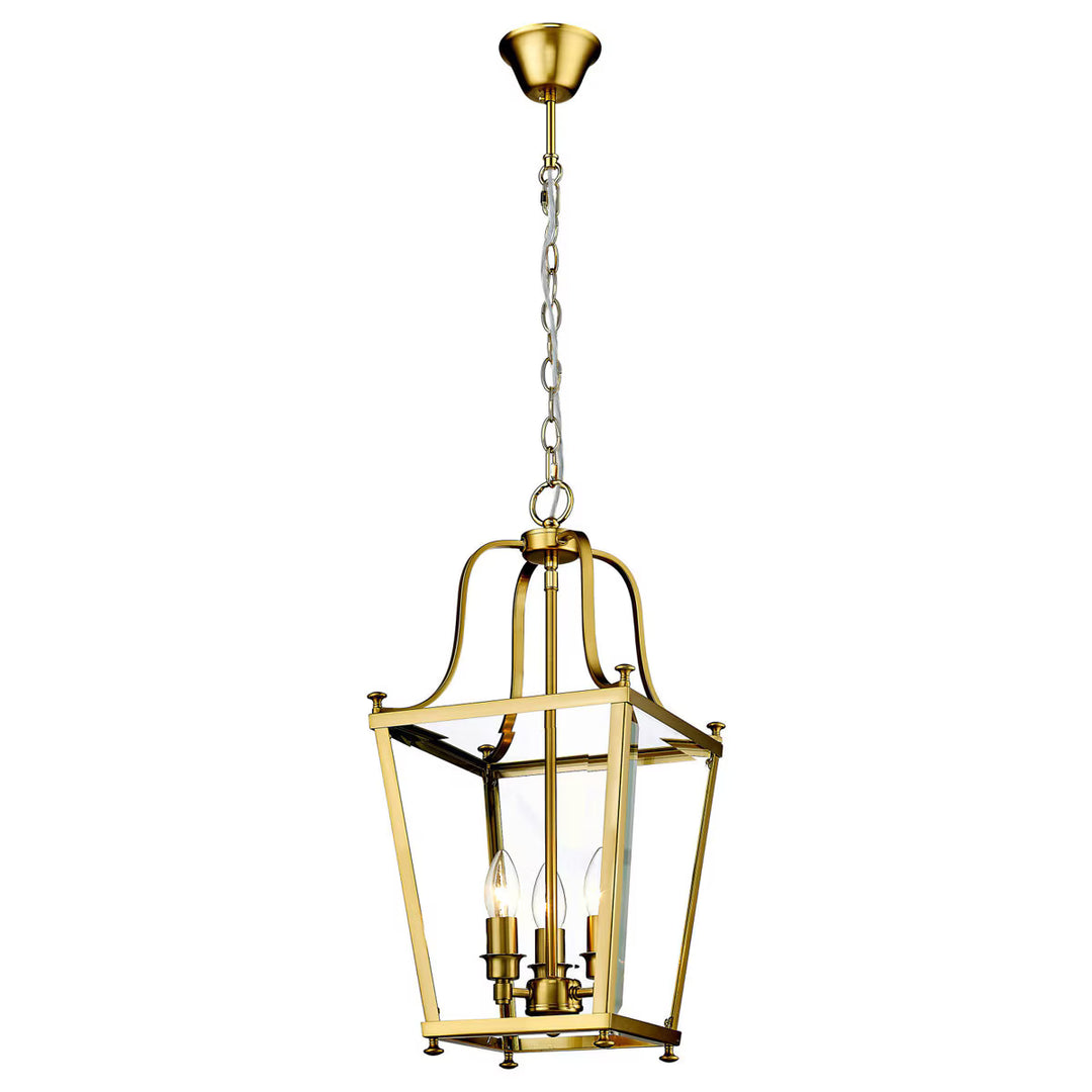 Montana Small 3 Light Lantern Pendant Satin Brass Chandelier