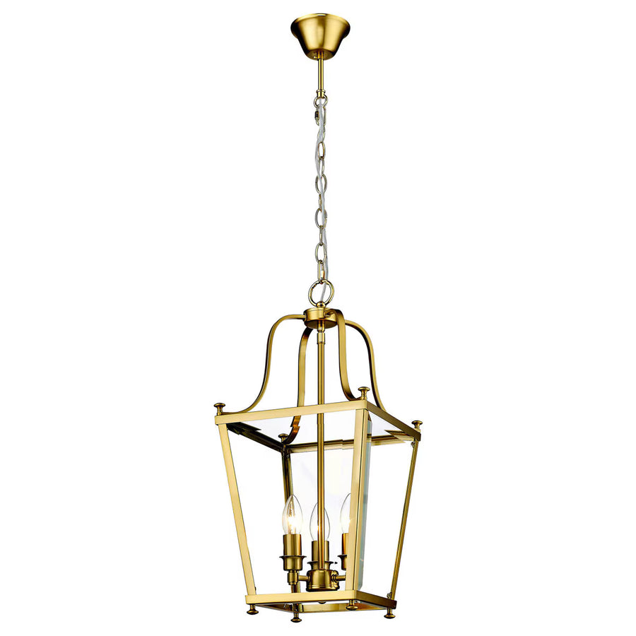 Montana Small 3 Light Lantern Pendant Satin Brass Chandelier