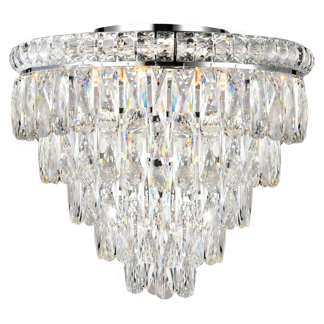Emporia 45cm Flush 5 Light 5 Tier Crystal Glass Chandelier Chrome
