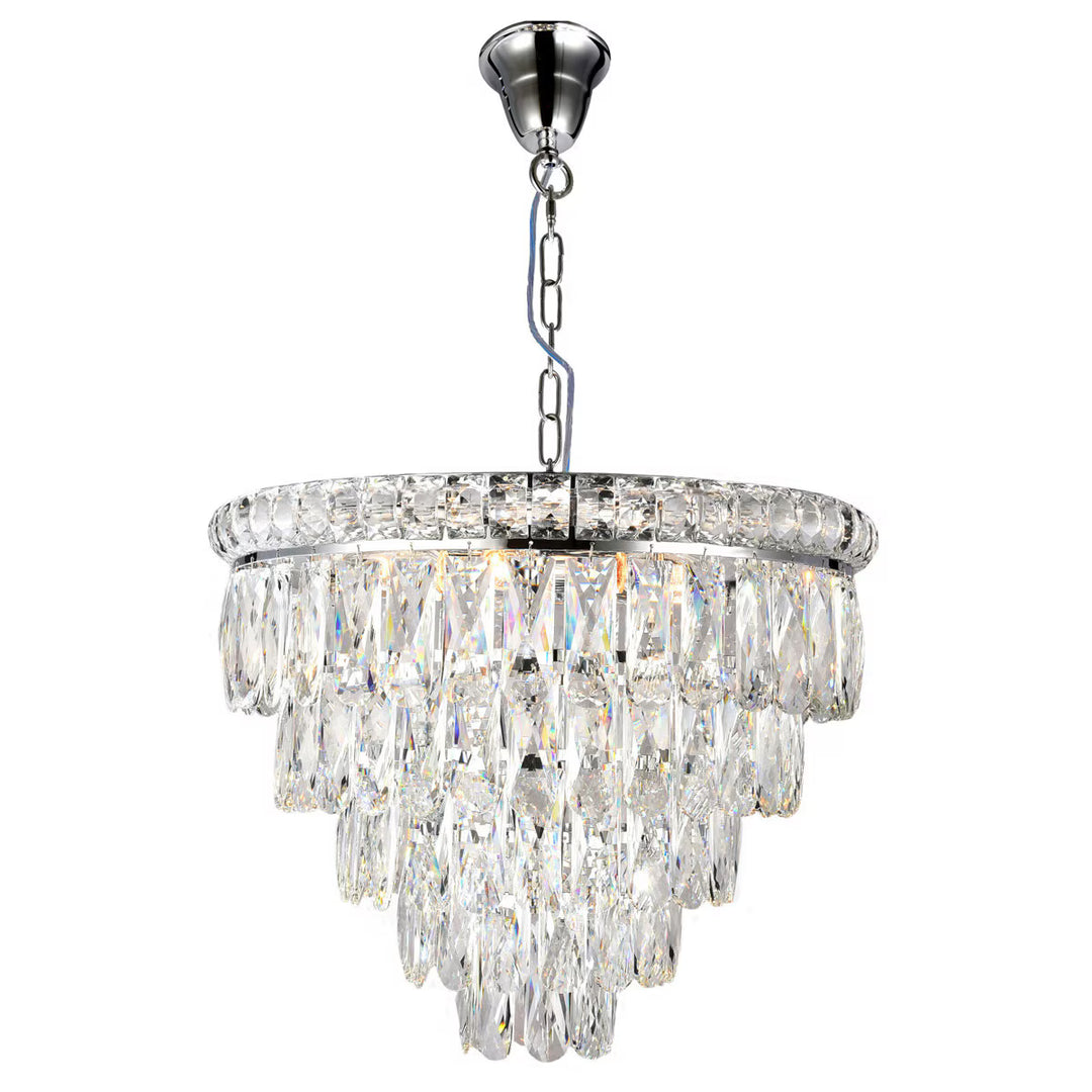 Emporia 45cm 8 Light 5 Tier Crystal Glass Chandelier Chrome