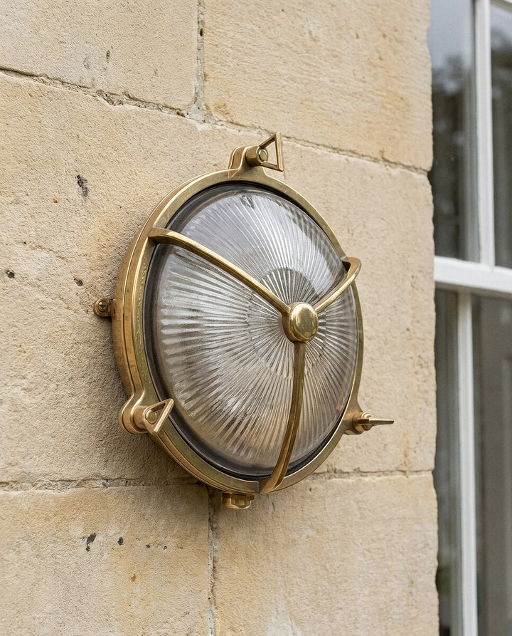 Maritime Outdoor Wall Bunker Light Solid Brass