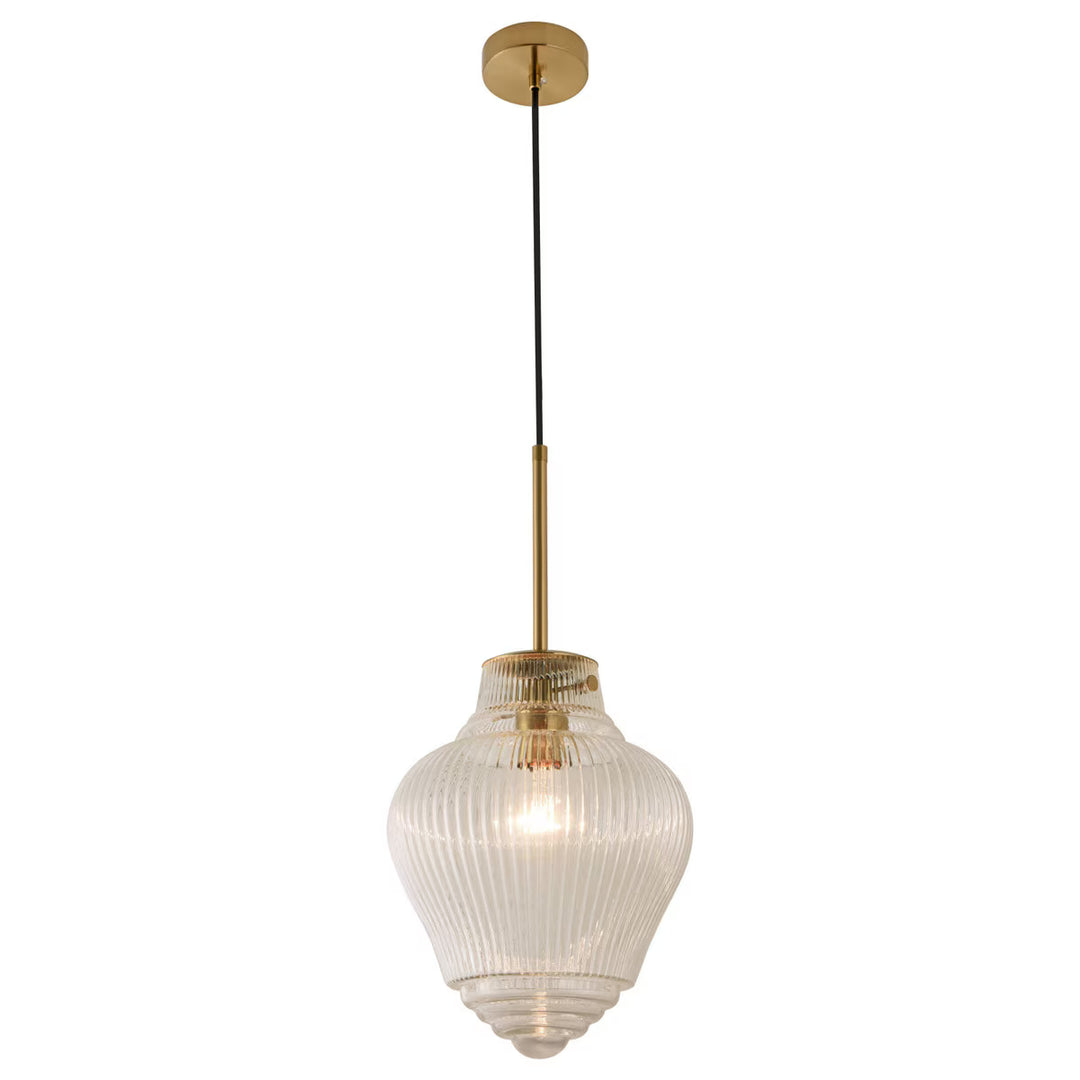 Ridge Pendant Light Black Cord Satin Brass