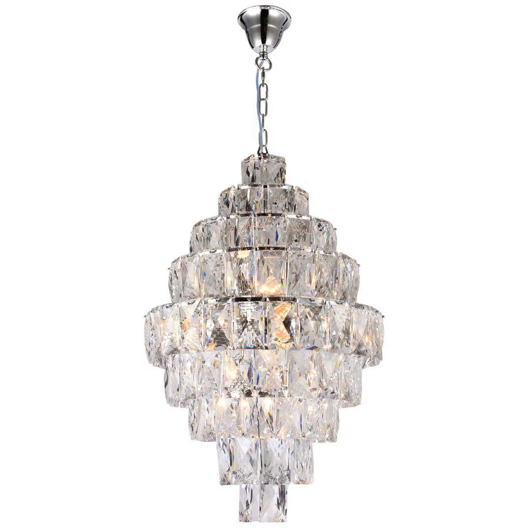 Waterfall 50cm 12 Light 9 Tier Crystal Glass Chandelier Chrome