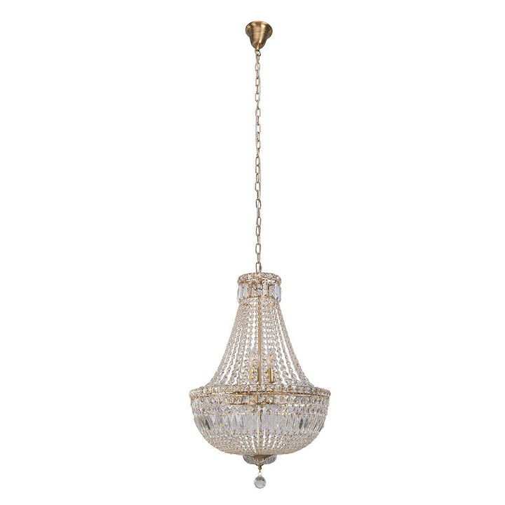 Classique Crystal Glass Chandelier Satin Brass