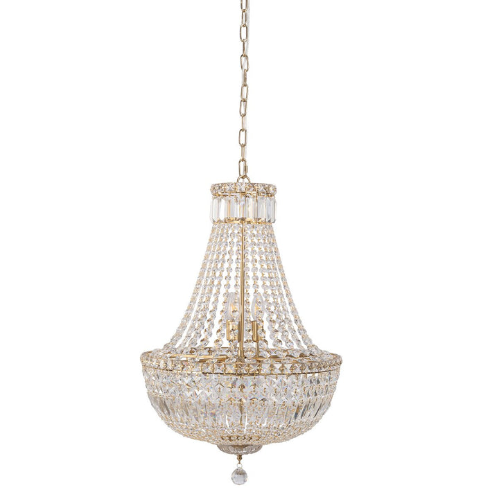Classique Crystal Glass Chandelier Satin Brass