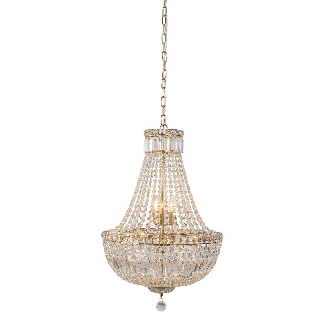 Classique Crystal Glass Chandelier Satin Brass