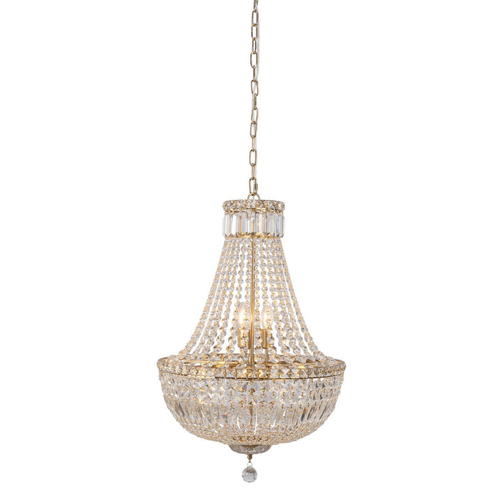 Classique Crystal Glass Chandelier Satin Brass