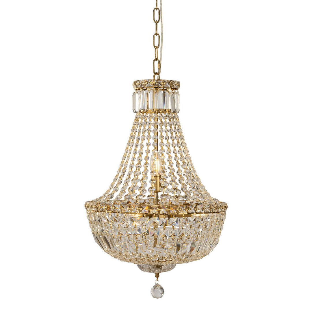 Classique Crystal Glass Chandelier Satin Brass
