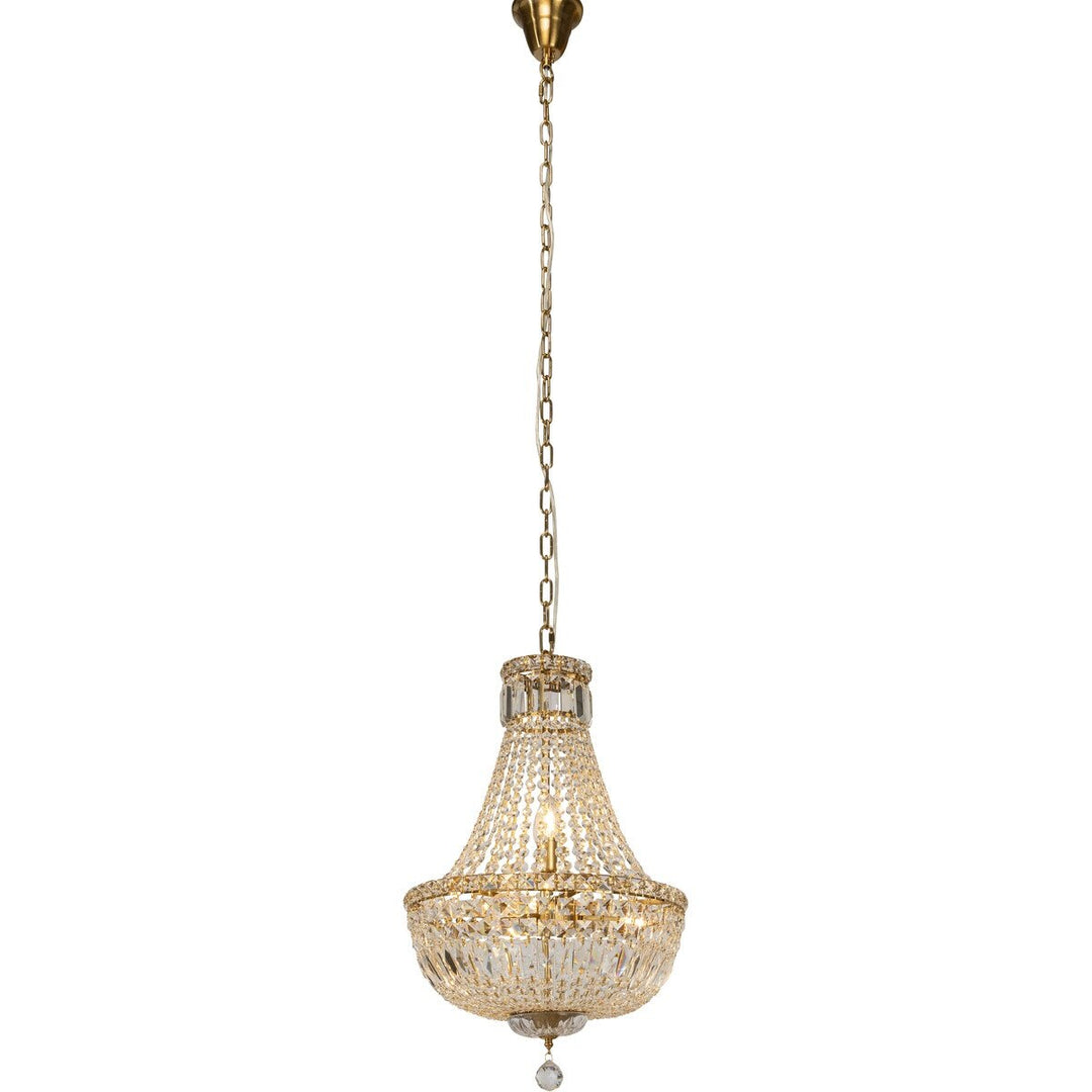 Classique Crystal Glass Chandelier Satin Brass