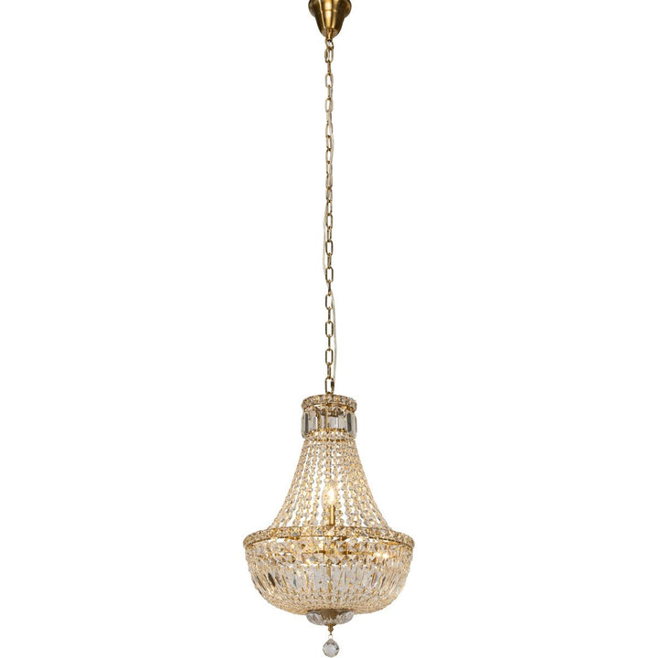 Classique Crystal Glass Chandelier Satin Brass